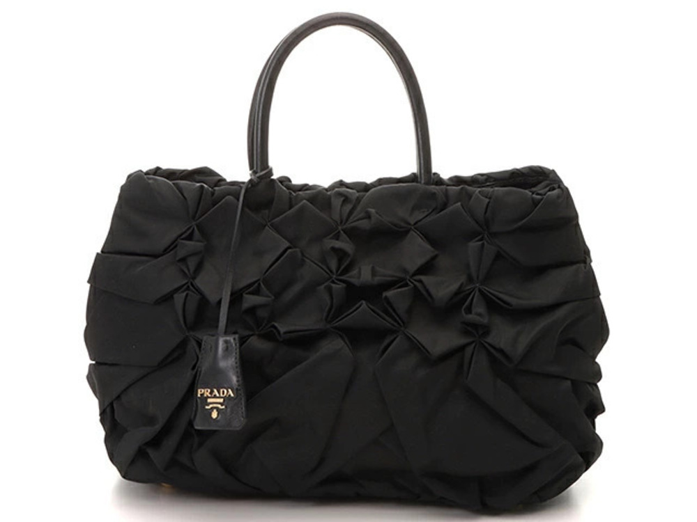 Prada Frill Tote Bag Black